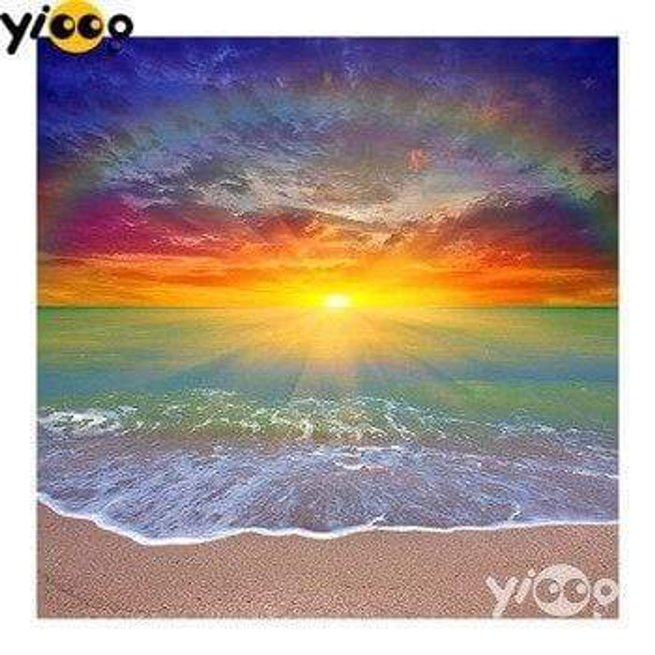 5D Diamond Painting Rainbow Beach Sunset Kit